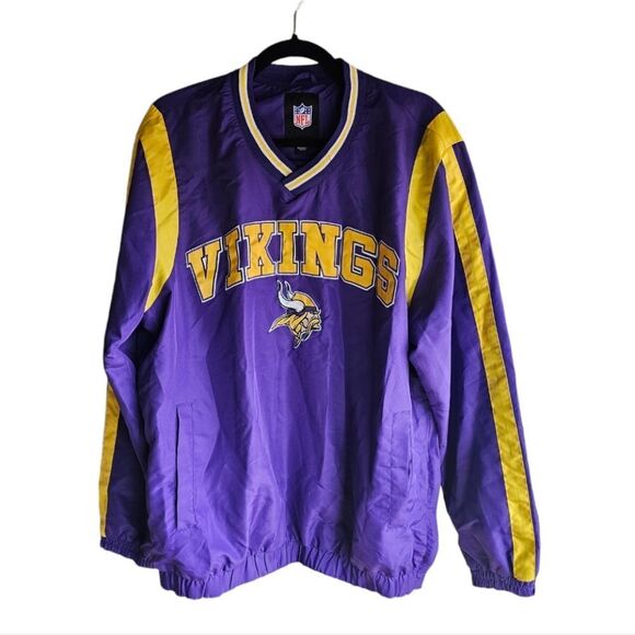 SOLD!! NFL MINNESOTA VIKINGS Windbreaker Pullover - Size Large - Picture 1 of 8